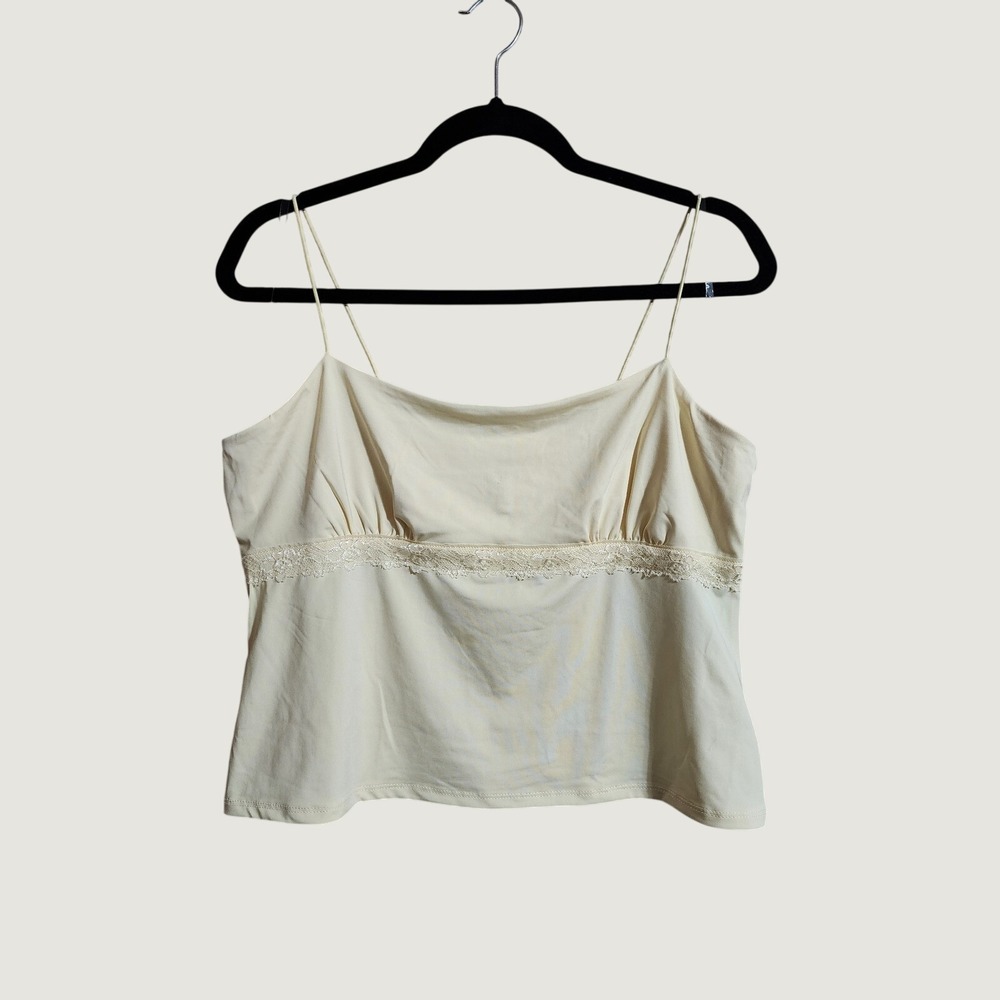 Wild Fable Camisole Lace Trim Large Light Yellow